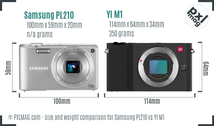 Samsung PL210 vs YI M1 size comparison