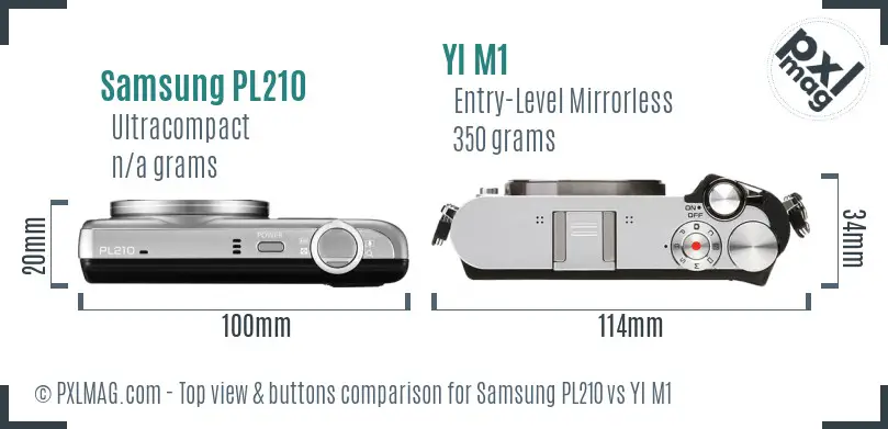 Samsung PL210 vs YI M1 top view buttons comparison