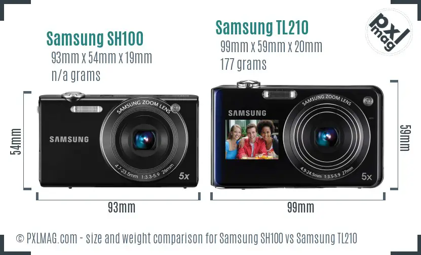 Samsung SH100 vs Samsung TL210 size comparison