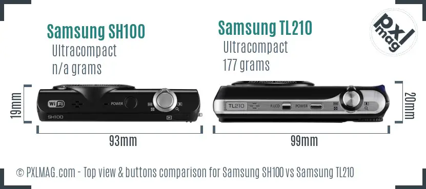 Samsung SH100 vs Samsung TL210 top view buttons comparison