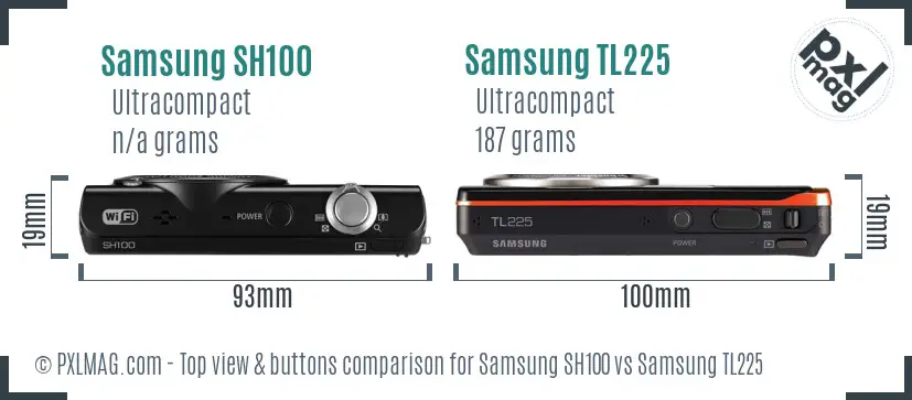 Samsung SH100 vs Samsung TL225 top view buttons comparison