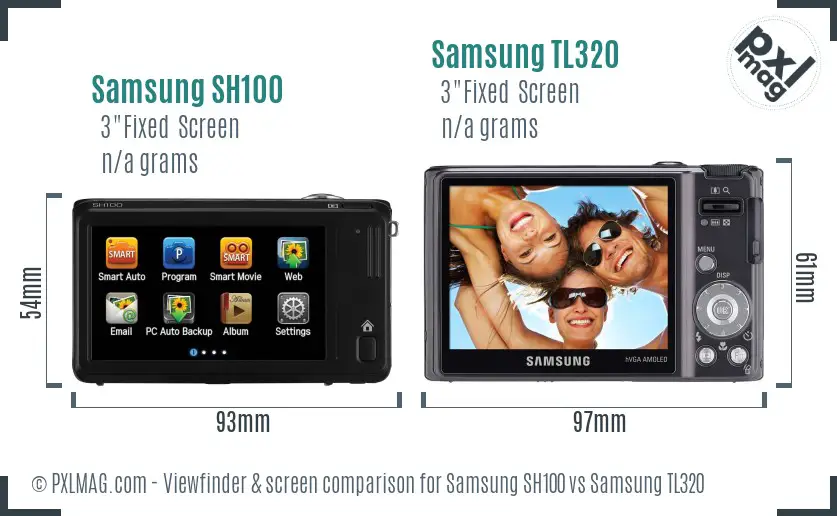Samsung SH100 vs Samsung TL320 Screen and Viewfinder comparison