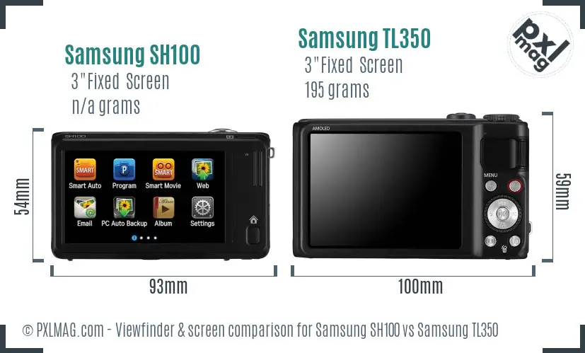 Samsung SH100 vs Samsung TL350 Screen and Viewfinder comparison Samsung SH100 vs Samsung TL350 Screen and Viewfinder comparison