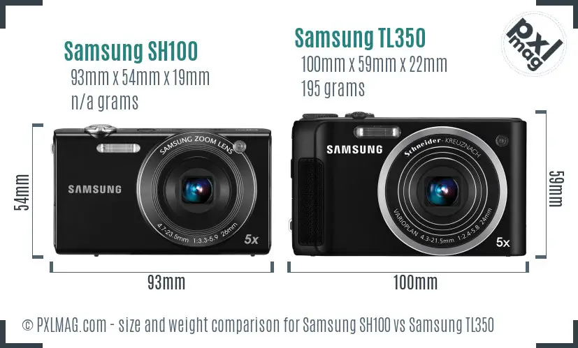Samsung SH100 vs Samsung TL350 size comparison Samsung SH100 vs Samsung TL350 size comparison