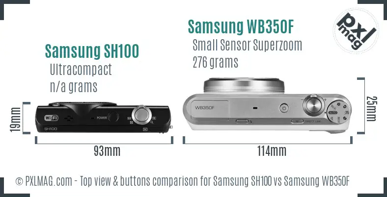 Samsung SH100 vs Samsung WB350F top view buttons comparison
