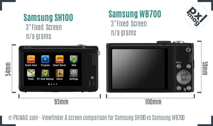 Samsung SH100 vs Samsung WB700 Screen and Viewfinder comparison