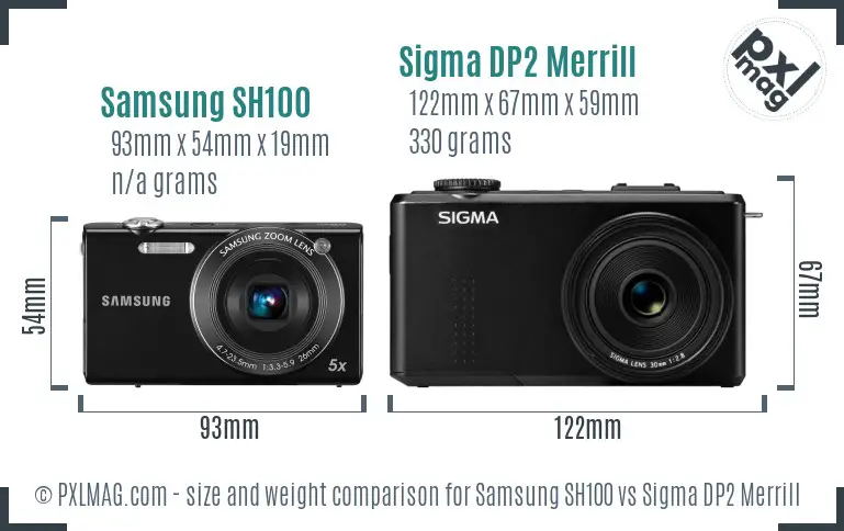 Samsung SH100 vs Sigma DP2 Merrill size comparison
