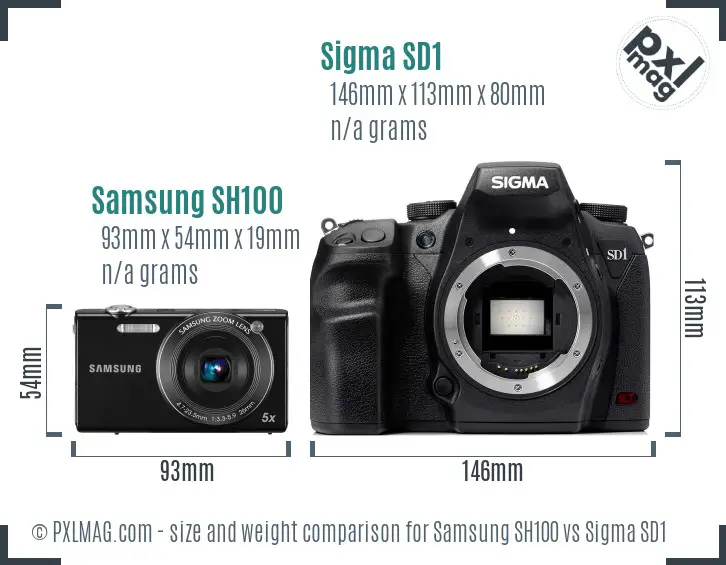 Samsung SH100 vs Sigma SD1 size comparison