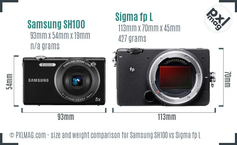 Samsung SH100 vs Sigma fp L size comparison