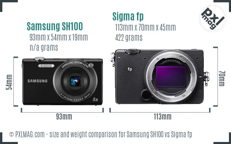 Samsung SH100 vs Sigma fp size comparison Samsung SH100 vs Sigma fp size comparison