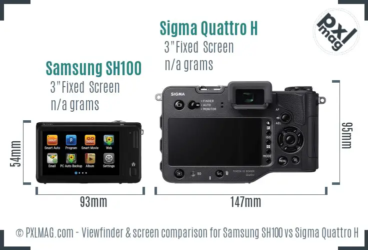 Samsung SH100 vs Sigma Quattro H Screen and Viewfinder comparison