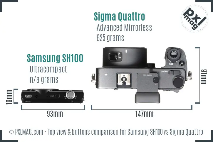 Samsung SH100 vs Sigma Quattro top view buttons comparison