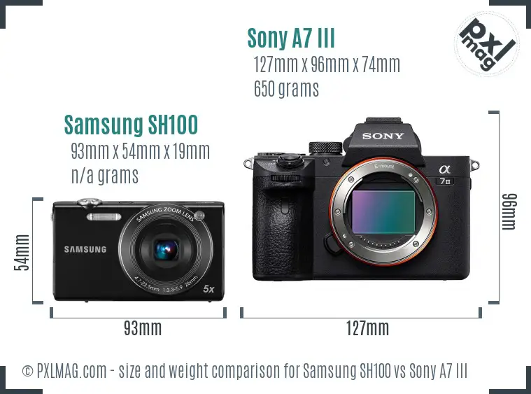Samsung SH100 & Sony A7 III Size Comparison