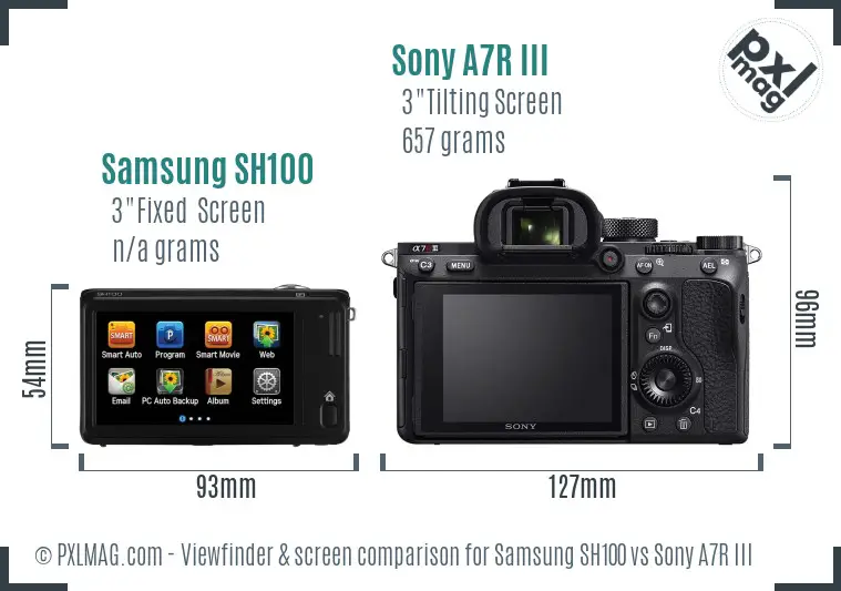 Samsung SH100 vs Sony A7R III Screen and Viewfinder comparison