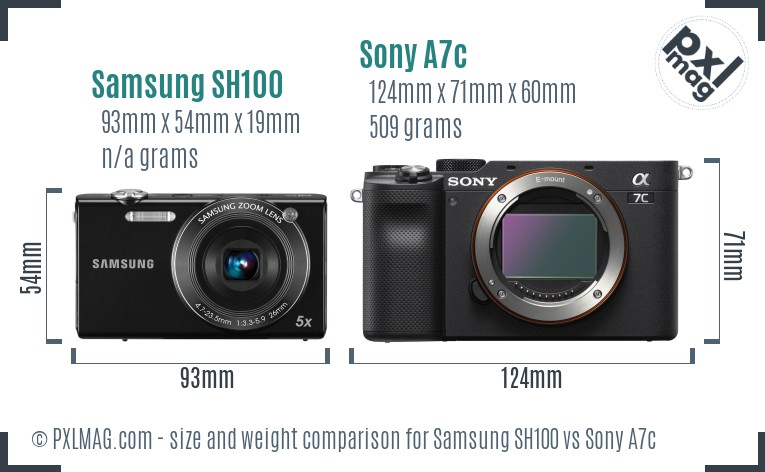 Samsung SH100 vs Sony A7c size comparison Samsung SH100 vs Sony A7c size comparison