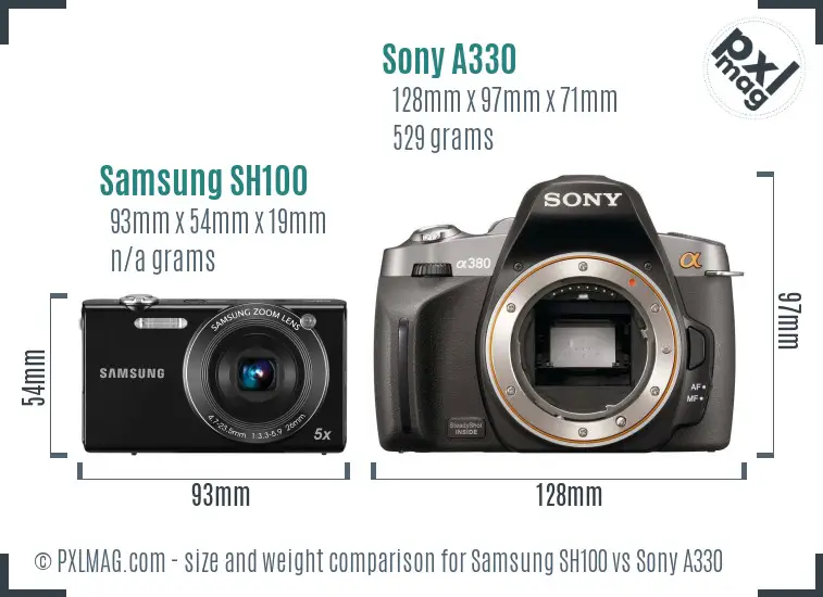 Samsung SH100 vs Sony A330 size comparison Samsung SH100 vs Sony A330 size comparison