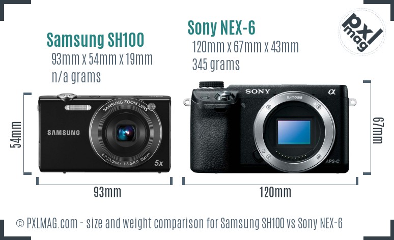 Samsung SH100 vs Sony NEX-6 size comparison Samsung SH100 vs Sony NEX-6 size comparison