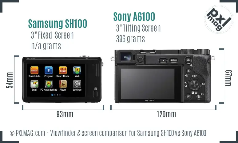 Samsung SH100 vs Sony A6100 Screen and Viewfinder comparison Samsung SH100 vs Sony A6100 Screen and Viewfinder comparison