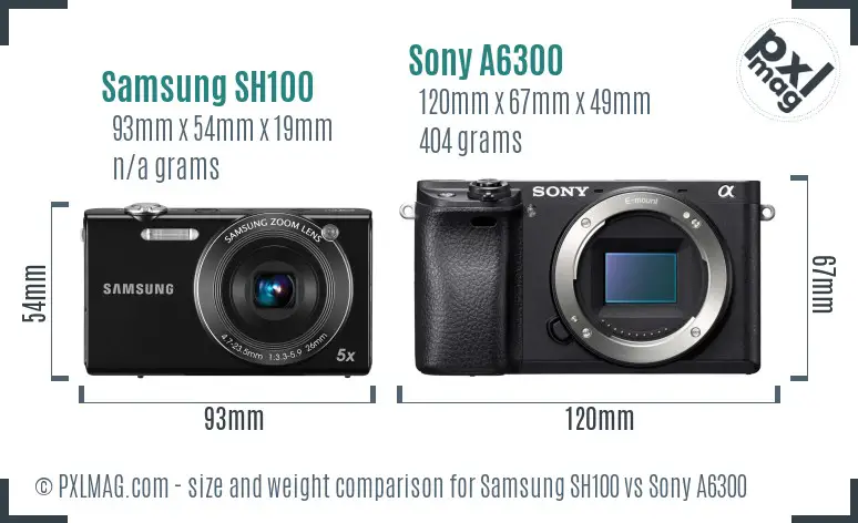 Samsung SH100 vs Sony A6300 size comparison Samsung SH100 vs Sony A6300 size comparison