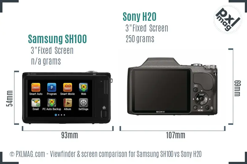 Samsung SH100 vs Sony H20 Screen and Viewfinder comparison Samsung SH100 vs Sony H20 Screen and Viewfinder comparison