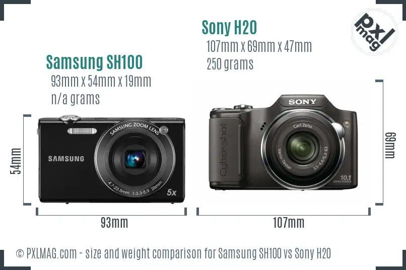 Samsung SH100 vs Sony H20 size comparison Samsung SH100 vs Sony H20 size comparison