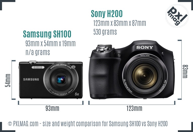 Samsung SH100 vs Sony H200 size comparison Samsung SH100 vs Sony H200 size comparison