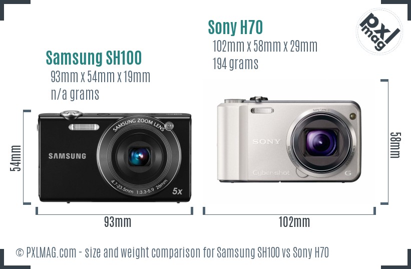 Samsung SH100 vs Sony H70 size comparison Samsung SH100 vs Sony H70 size comparison