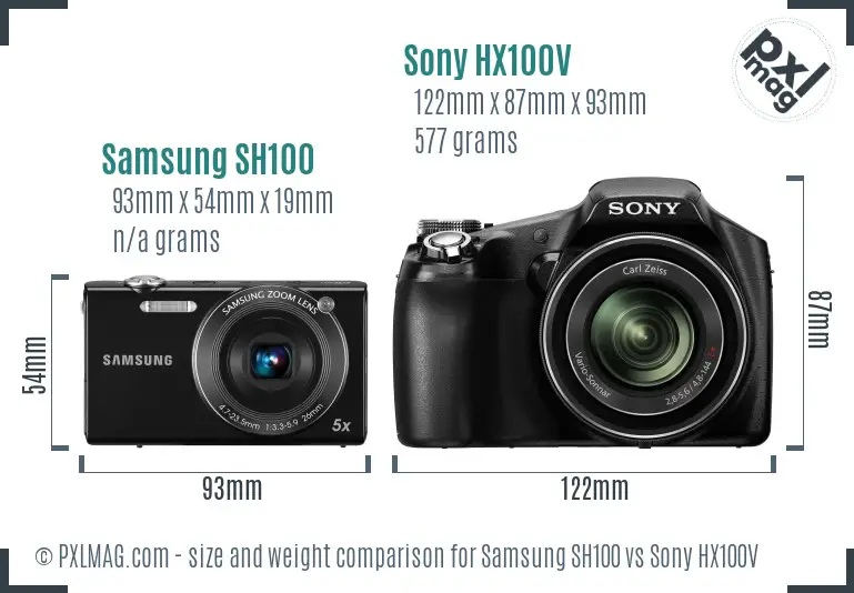 Samsung SH100 vs Sony HX100V size comparison Samsung SH100 vs Sony HX100V size comparison