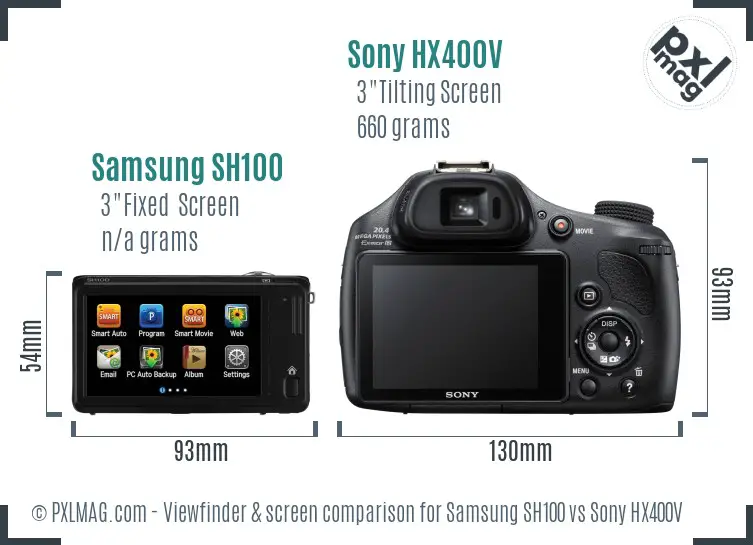 Samsung SH100 vs Sony HX400V Screen and Viewfinder comparison Samsung SH100 vs Sony HX400V Screen and Viewfinder comparison