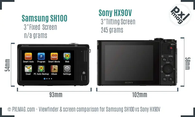 Samsung SH100 vs Sony HX90V Screen and Viewfinder comparison Samsung SH100 vs Sony HX90V Screen and Viewfinder comparison