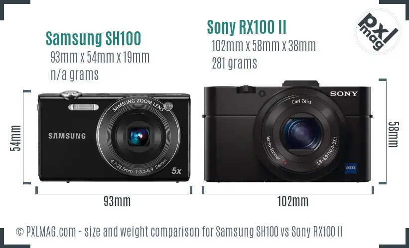 Samsung SH100 vs Sony RX100 II size comparison Samsung SH100 vs Sony RX100 II size comparison