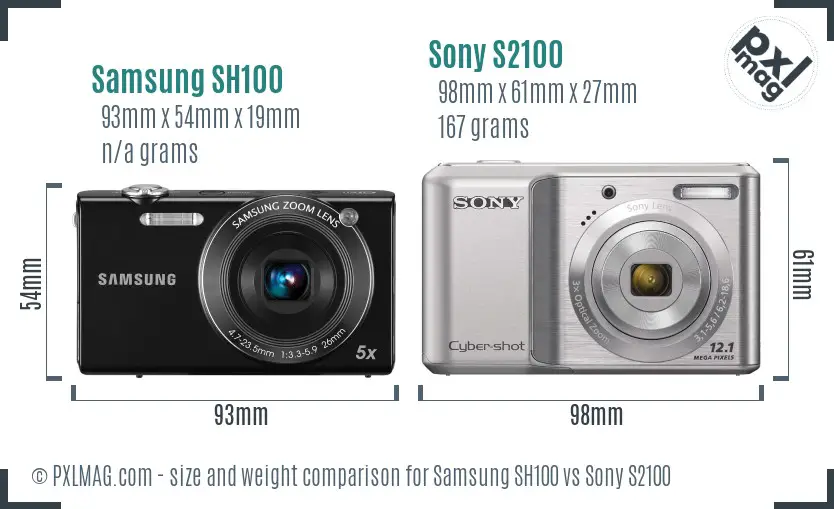 Samsung SH100 vs Sony S2100 size comparison Samsung SH100 vs Sony S2100 size comparison