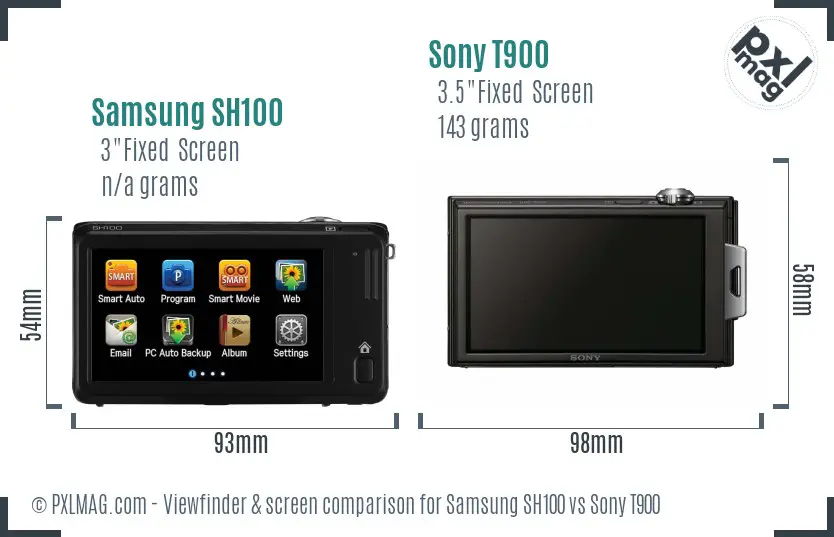 Samsung SH100 vs Sony T900 Screen and Viewfinder comparison Samsung SH100 vs Sony T900 Screen and Viewfinder comparison