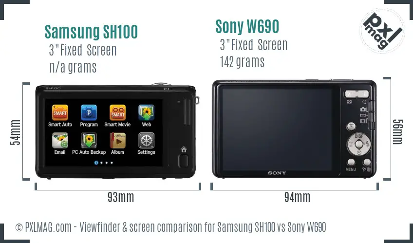 Samsung SH100 vs Sony W690 Screen and Viewfinder comparison Samsung SH100 vs Sony W690 Screen and Viewfinder comparison