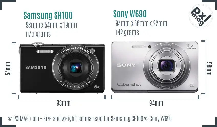 Samsung SH100 vs Sony W690 size comparison Samsung SH100 vs Sony W690 size comparison