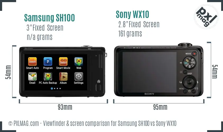 Samsung SH100 vs Sony WX10 Screen and Viewfinder comparison Samsung SH100 vs Sony WX10 Screen and Viewfinder comparison