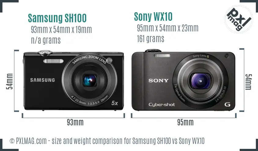 Samsung SH100 vs Sony WX10 size comparison Samsung SH100 vs Sony WX10 size comparison