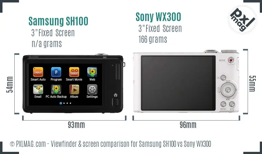 Samsung SH100 vs Sony WX300 Screen and Viewfinder comparison Samsung SH100 vs Sony WX300 Screen and Viewfinder comparison