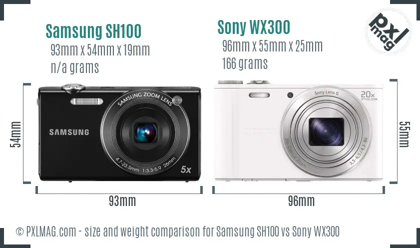 Samsung SH100 vs Sony WX300 size comparison Samsung SH100 vs Sony WX300 size comparison