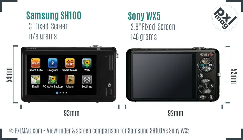 Samsung SH100 vs Sony WX5 Screen and Viewfinder comparison Samsung SH100 vs Sony WX5 Screen and Viewfinder comparison