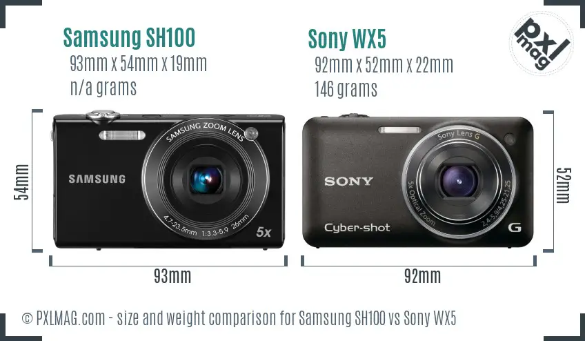 Samsung SH100 vs Sony WX5 size comparison Samsung SH100 vs Sony WX5 size comparison