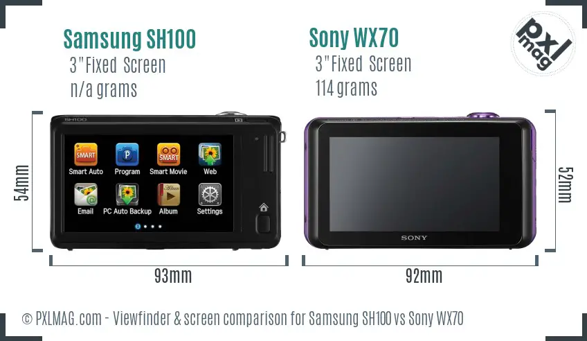 Samsung SH100 vs Sony WX70 Screen and Viewfinder comparison Samsung SH100 vs Sony WX70 Screen and Viewfinder comparison
