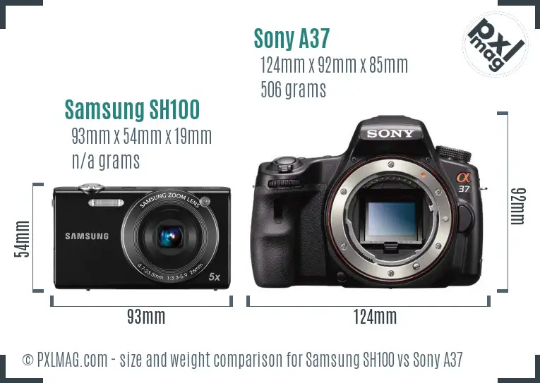Samsung SH100 vs Sony A37 size comparison