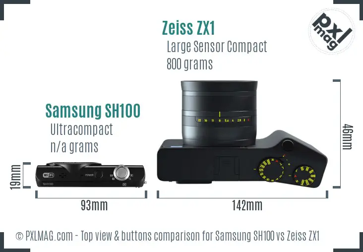 Samsung SH100 vs Zeiss ZX1 top view buttons comparison Samsung SH100 vs Zeiss ZX1 top view buttons comparison
