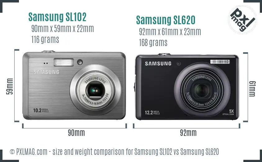 Samsung SL102 vs Samsung SL620 size comparison