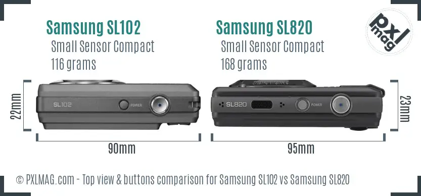 Samsung SL102 vs Samsung SL820 top view buttons comparison