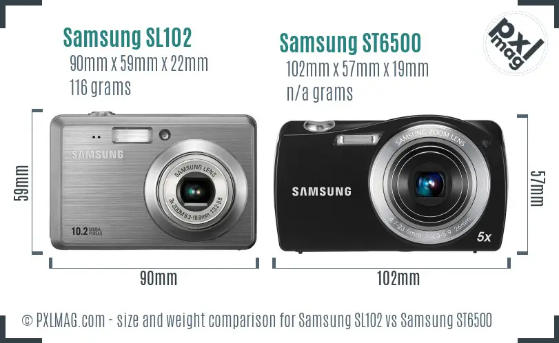 Samsung SL102 vs Samsung ST6500 size comparison