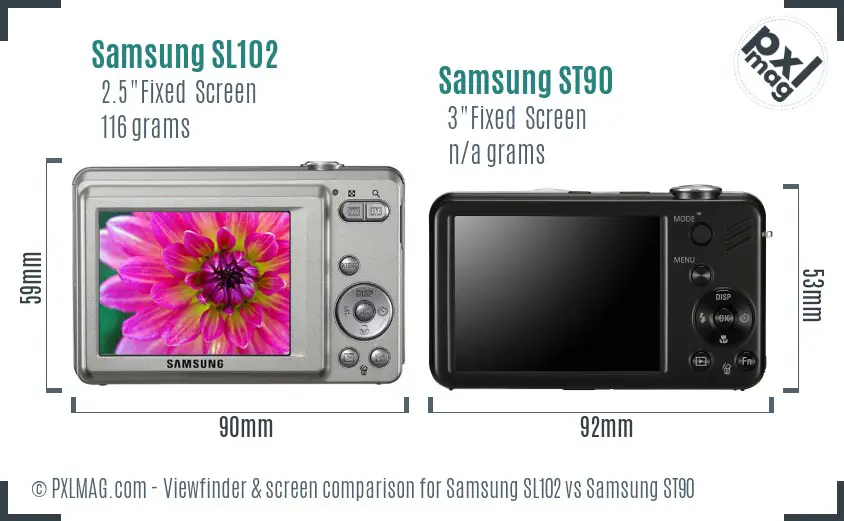 Samsung SL102 vs Samsung ST90 Screen and Viewfinder comparison