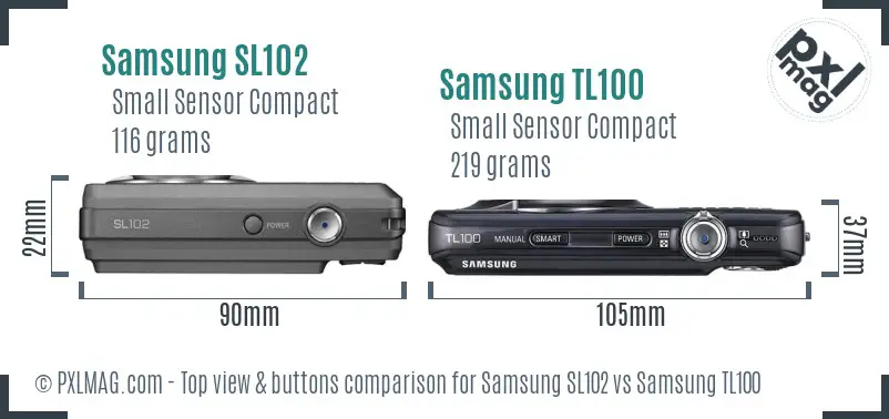 Samsung SL102 vs Samsung TL100 top view buttons comparison