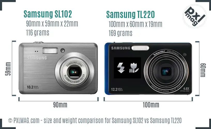 Samsung SL102 vs Samsung TL220 size comparison